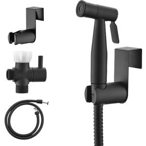 Purrfectzone Black Bidet Sprayer for Toilet, Handheld Bidet Shower Kit, Easy-to-Install Toilet Bidet Handheld Set, Hand Held Stainless Steel Bidet with Adjustable Flow, Cloth Diaper Sprayer (Matte Black)