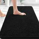 OLANLY Bathroom Rugs 35x24, Extra Soft Absorbent Chenille Bath Rugs, Rubber Backing Quick Dry, Machine Washable Bath Mats for Bathroom Floor, Tub and Shower, Home Decor Accessories, Black