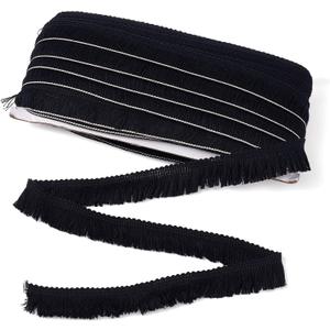 MegaPet Black Polyester Fringe Tassel Lace Trim 1 Inch x 82 Feet Chainette Fringe Fibre Trim for Sewing Quilting DIY Home Decoration Clothing Cushions Pillow Curtain Home Crafts