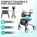 PLANET WALK Super Lightweight Rollator Walker for Seniors, Foldable Rolling Walker with Seat and 8" Rubber Wheels for All Terrain, Unique Design Aluminum Frame Sturdy Walkers for Traveling - Purple