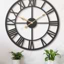 30 Inch Extra Large Giant Wall Clock,Oversized Round Silent Vintage Industrial Black Metal Farmhouse Big Roman Numeral Wall Clocks for Living Room,Kitchen,Bedroom Home Decor