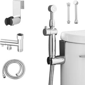 Chrome Handheld Bidet Sprayer Attachment for Toilet Adjustable Cloth Diaper Sprayer Bidets for Attachment Toilet with Interchangeable Spray Heads, Brass