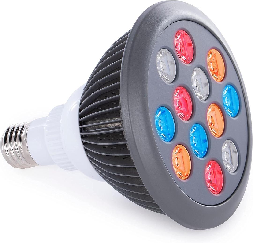 Red Light Therapy by Hooga. Handheld Skin, Beauty Device for Face or Body. LED Photon Therapy. Multiple Color Wavelengths of Blue 415nm, Yellow 580nm, Red 660nm, Near Infrared 850nm. 4-in-1 Bulb.
