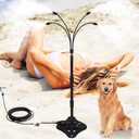 UR FOREST Updated Standing Misting Cooling System 26.2FT (8M) Misting Line + 4 Brass Misting Nozzles,4 Height Option, Stand Mister Hose for Outside Outdoor Patio, Pet Cooling, Kids Water Playing (BLACK)