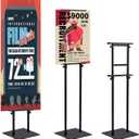 AKTOP Heavy Duty Floor Standing Sign Holder with Non-Slip Mat Base, Adjustable Banner Stand Height Up to 82.6 inch, Double-Sided Pedestal Poster Stand for Indoor Outdoor Display