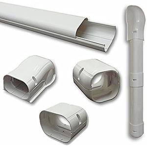 DuctlessAire Paintable Mini Split Line Set Cover Kit - Lineset Cover for Ductless Mini Split Air Conditioner Unit - Outdoor Cable Covers - Wall Cap, Hide-A-Line, Coupler & End Cap (White, 3" x 7.5 Ft)
