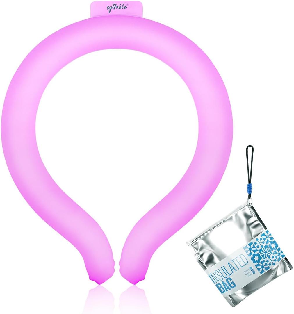 Neck CoolingTube with Insulated Bag, Reusable Neck Coolers Wearable Body Cooling Products for Hot Weather in Summer (Pink)