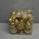 Prextex 36pc Shatterproof Christmas Ornaments Set - Gold Christmas Tree Decorations in 3 Sizes and 6 Styles - Hanging Balls with Loops in Matte, Shiny, and Glitter Finishes for Indoor-Outdoor Display