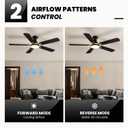 52" Modern Ceiling Fans with Lights and Remote Control/APP 5 Blades Black Low Profile Ceiling Fan LED Dimmable Flush Mount Ceiling Fan with Light for Living Dining Room Patio Kitchen