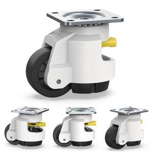 HOLKIE Leveling Casters with Ratchet Handle Design Casters Set of 4 Total Capacity 3300 Lbs Heavy Duty Industrial Casters with Adjustable Leveling Pads (TD100)