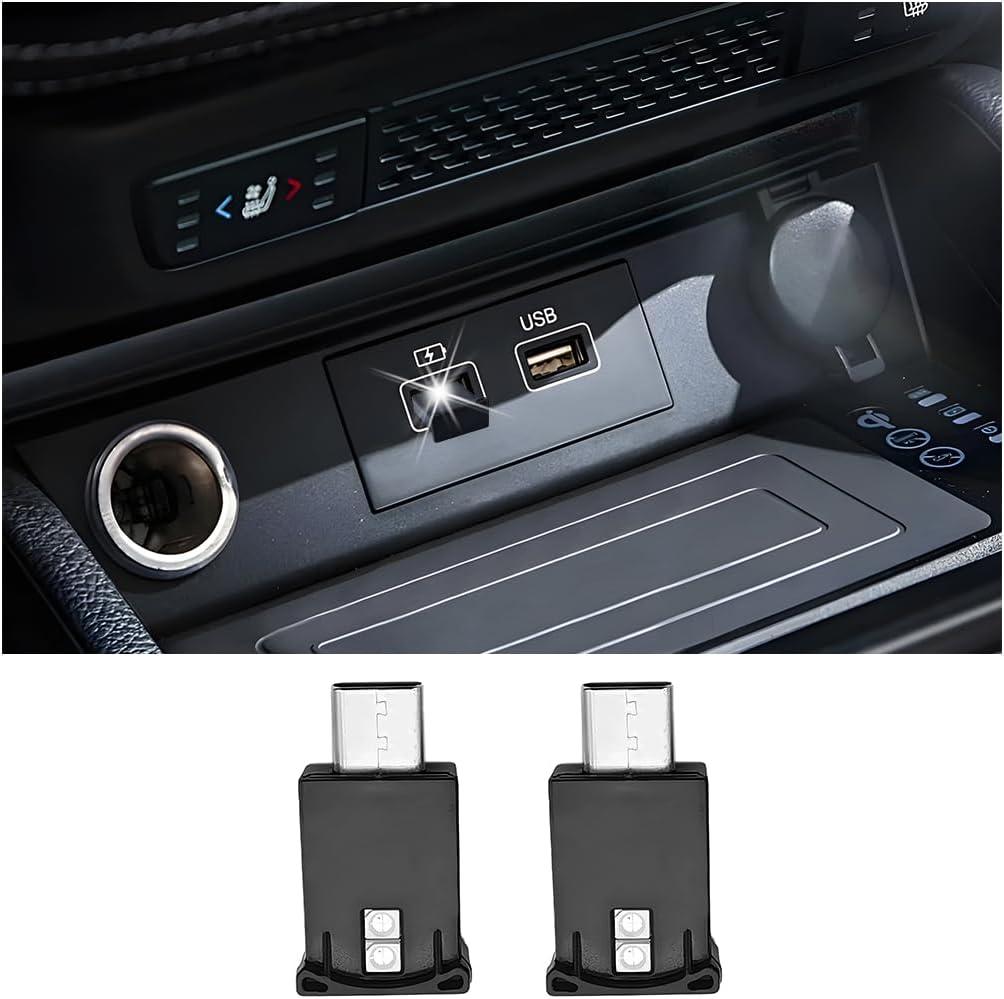 2PCS Car USB Type C LED Ambient Light, 8 Colors RGB 5V Dynamic Brightness Adjustable Vehicle Atmosphere Lamp, Mini Plug-in Automotive Interior Smart Night Light, Universal for Vehicles