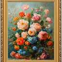 MIEVU Gold Vintage Framed Wall Art - Canvas Wall Art Prints for Living Room Decor Bedroom Home Bathroom, 8x10in Floral Flower Frame Wall Decor (Floral 10)