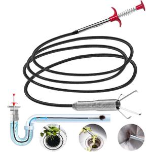 Drain Snake,118 inch Flexible Grabber Claw Pick Up Reacher Tool, Drain Clog Remover - Gutter Cleaning Tools for Home Sink, Bathroom Tub, Drain, Toilet, Tight Spaces
