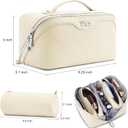 BOYATU Travel Makeup Bag Organizer Cosmetic Bag: 3 Pcs Set Make up Bags for Women with Handle - Waterproof Vegan Leather Toiletry Bags Travel Essentials Pouch with Compartments (C-04-White)