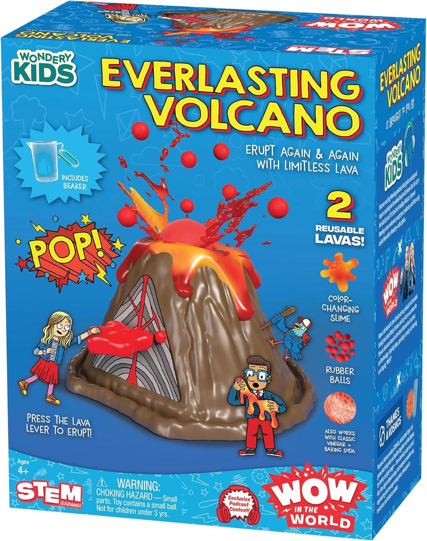 Wow in The World Everlasting Volcano | Erupt Your Volcano Again & Again, Slime Lava, Rubber Lava Rocks, Companion Audio Content, Bonus Reusable Science Tool, STEM Toy for Kids 4+ by Thames & Kosmos (4 x 7.1 x 9 inches)