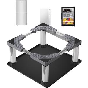 HurOutd Mini Fridge Stand with Silicone Mat, Adjustable Refrigerator Stand with 4 Stainless Steel Feet (9"10.2" High), Suitable for Small Refrigerators, Portable Compact Washer or Dryer