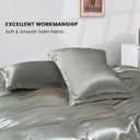 HOdo Home Satin Duvet Cover King Size, 3 Piece Silk Like Comforter Cover, Ultra Soft and Breathable Bedding Set with Zipper Closure & Corner TiesGrey