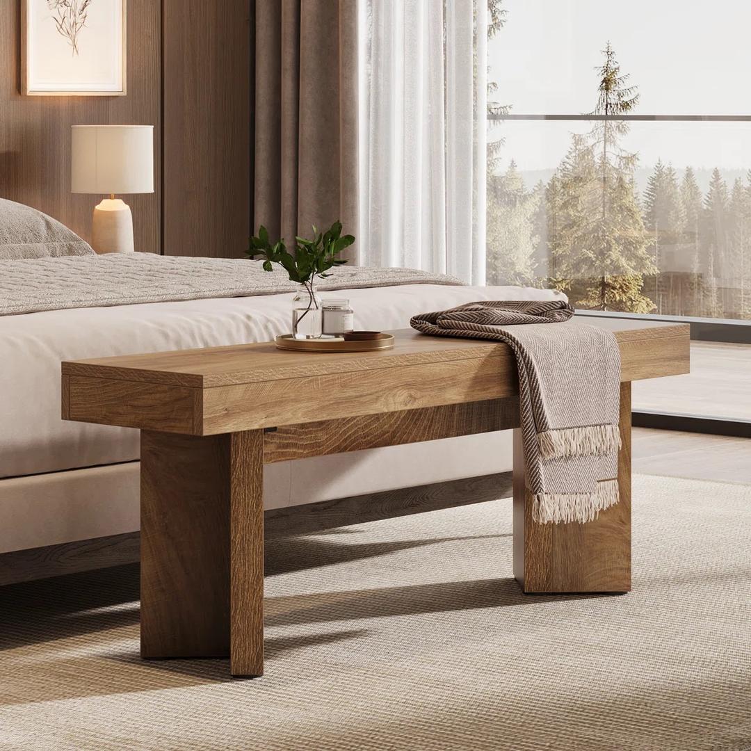 Millwood Pines 47" Wooden Entryway Bench, Farmhouse Shoe Bench & Reviews 