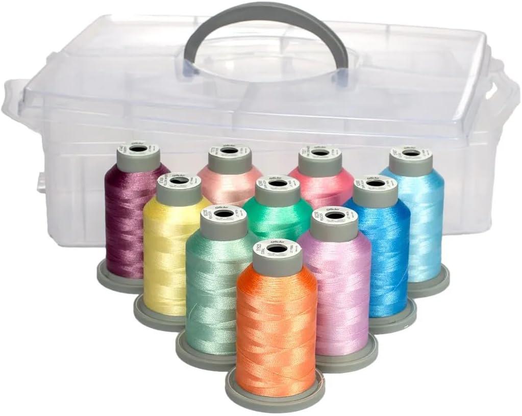 Glide Thread No 40 Sewing The Spring Collection - 10 Colors Set - 1,100yds Each - Trilobal Polyester Thread for Quilting, Embroidery, Sewing