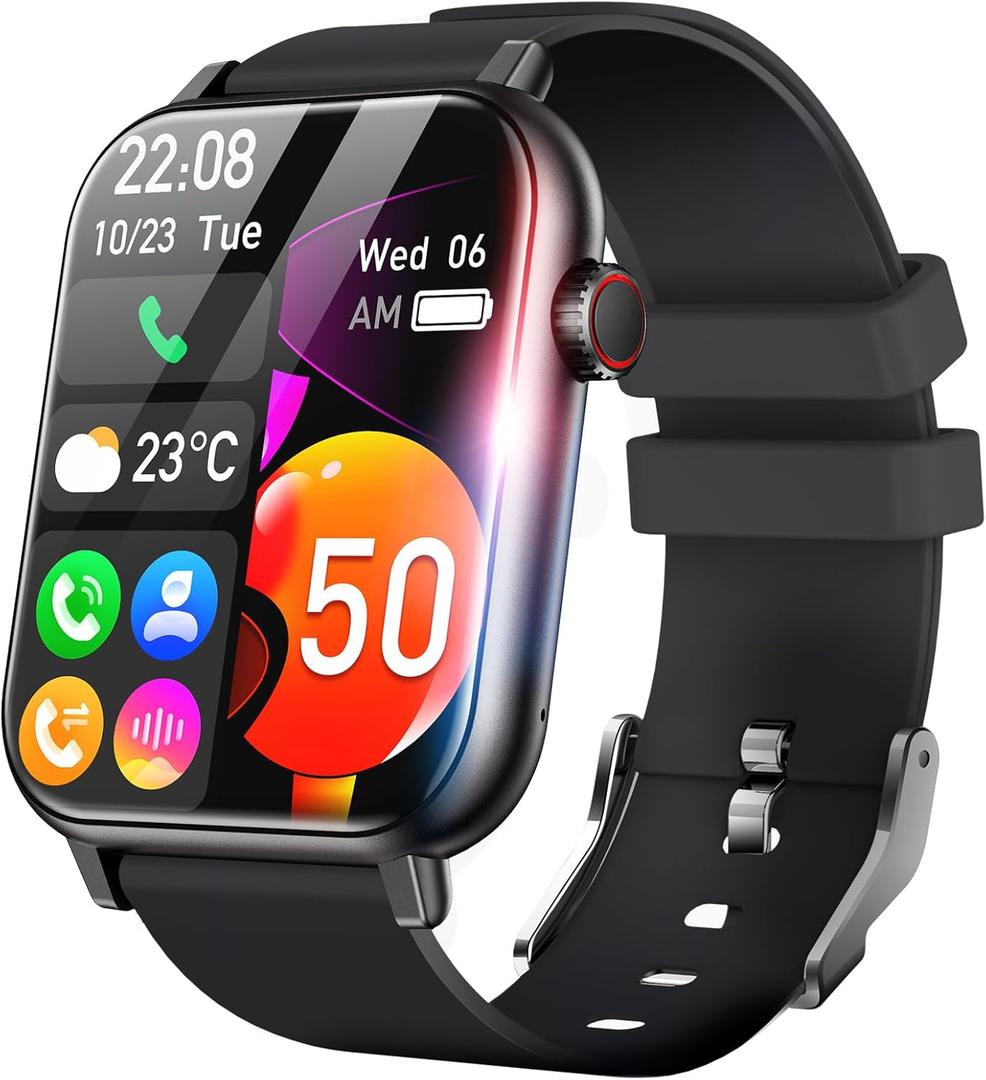 Smart Watch for Men Women 1.96" HD Screen Smartwatch Answer/Make Calls 100+ Sport Modes IP68 Waterproof Fitness Tracker with Step Counter,Sleep & Heart Rate Monitor for Android iOS Phones