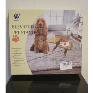 Adjustable Raised Dog Bowls,Bamboo Elevated Feeder Stand with Non-Skid Feet for Food and Water,5 Level Wooden Pet Dining Table Comfort Feeding Station