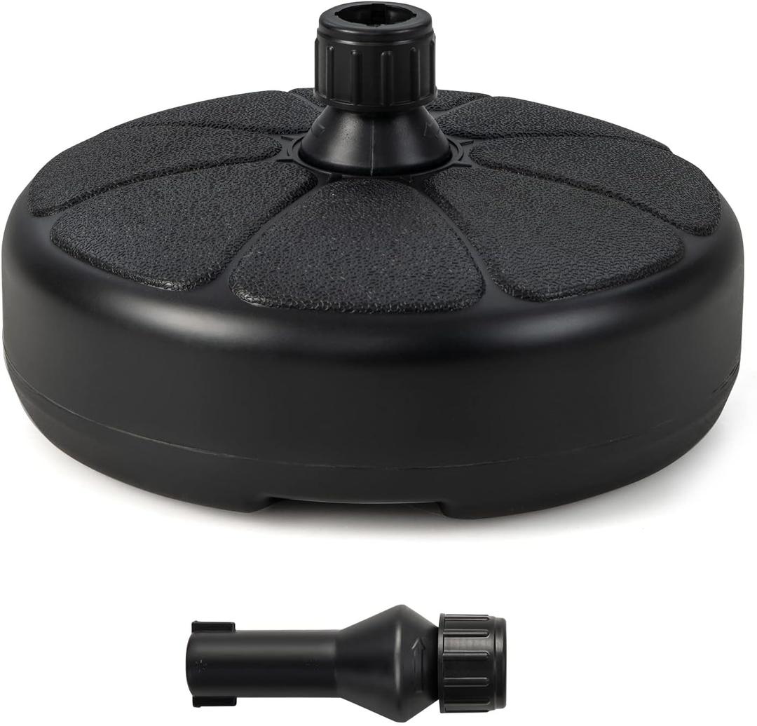 Tangkula 40 lbs Round Umbrella Base, Heavy Duty Water & Sand Filled Patio Umbrella Weight for 1.5" Poles, Market Table Umbrella Stand for Garden, Poolside, Black