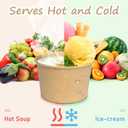 ESSENTIAL Paper Ice Cream Cups, 50pcs 8oz Disposable Dessert Bowls for Hot or Cold Food, Lids Not Included, Paper Snack Containers for Sundae, Frozen Yogurt, Soup (Brown)