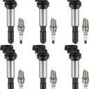 BDFHYK Ignition Coil Pack UF522 and Iridium Spark Plugs 7092 Compatible with BMW 320i 325Ci 325i 325xi 330Ci 330i 330xi 525i 530i 760i 760Li M3 X3 X5 Z3 Z4 2.2L 2.5L 3.0L 3.2L 6.0L L6 V12,Set of 6