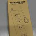 Surge Protector Power Strip 10 ft Extension Cord 3 Outlet 2 USB Wood Grain Desktop Charger Fire-Retardant with Fastening Cable Tie for iPhone iPad Computer SUPERDANNY