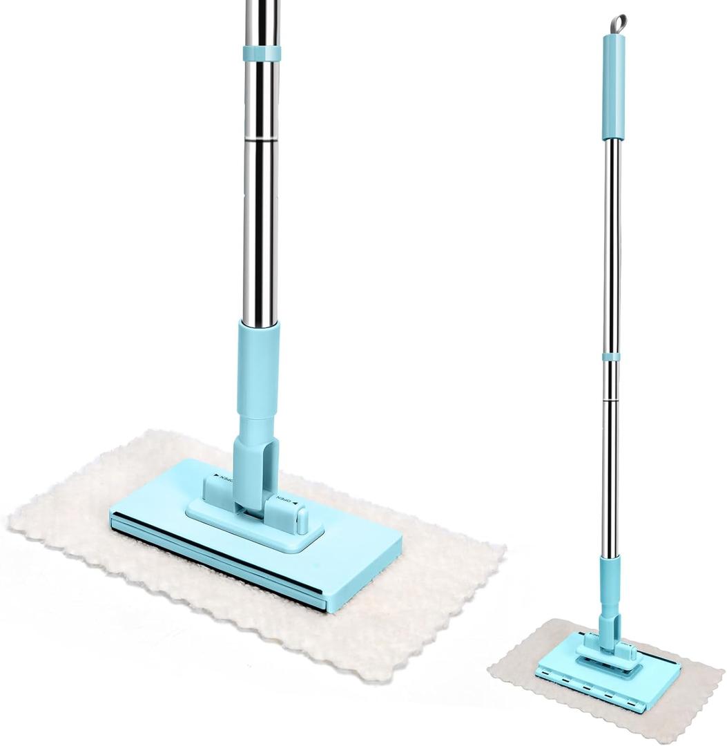 40H Lengthen Mini Swifter Cleaning Mop, Small Sweeper Flat Dust Mop,Dry and Wet Cleaning Mop for Kitchen Bathroom House Wall Window,Blue (40H)