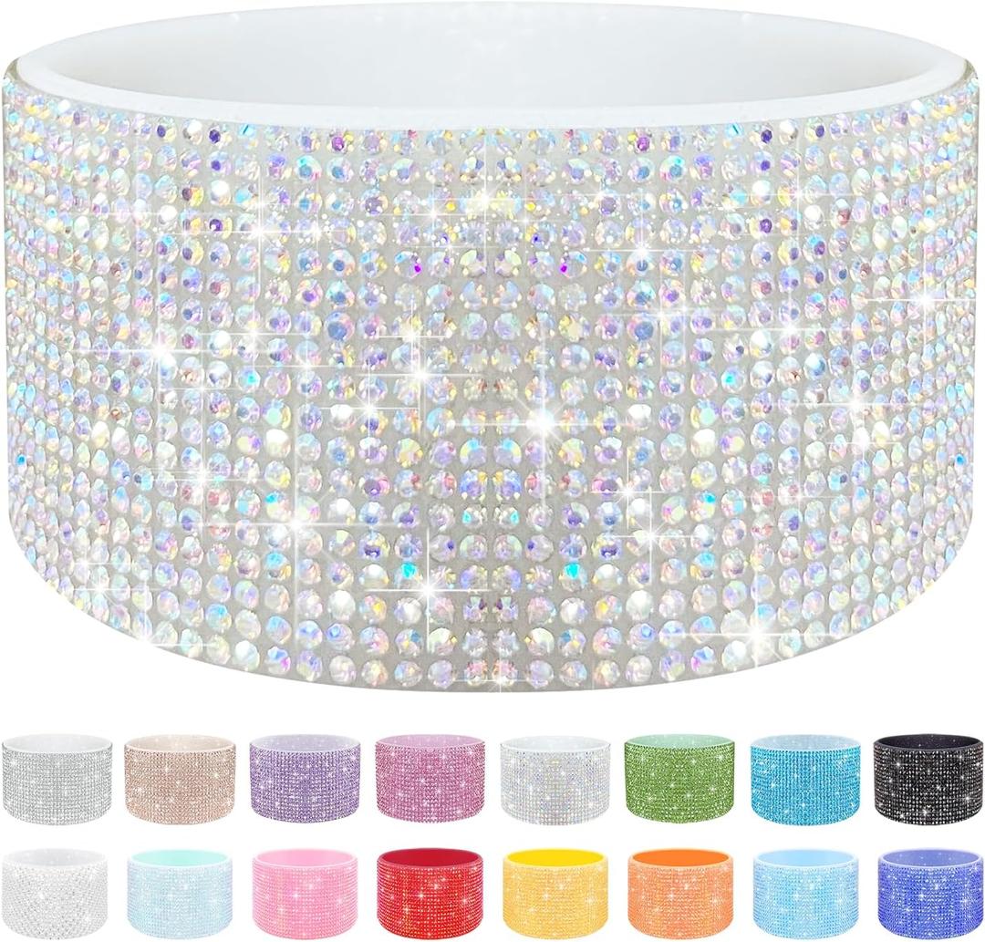 WORBSS Diamond Glitter Silicone Boot for Stanley Cup 20-40 Oz Tumbler for Simple Modern 30-40 Oz Trek Tumbler Accessories for 2.8-2.9 Inch Trapezoidal Cylinder Base Water Bottles Bottom Anti-Slip Sleeve (Circles Stardrone)
