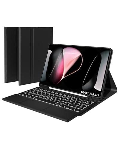 Doohoeek Bluetooth Keyboard Case for Samsung Galaxy Tab S11 11 inch 2025, Keyboard with Trackpad & 7-Color Backlit & 3-Angle Kickstand, Galaxy S11 11" Keyboard