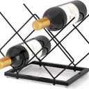Urban Deco Small Wine Rack 5 Bottle Holder - Modern Metal Wire Wine Storage for Countertop Table Top Coffee Bar Kitchen, Black