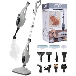 CYK Steam Mops for Floor Cleaning, 12 in 1 Handheld Steam Cleaner for Home, Floor Steamer for Hardwood Floors and Tile(Grey-grey)