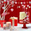 12 Pcs 3.2" Large Valentine's Day Heart Ornaments for Tree 6 Styles, Red Pink Silver Glitter Hanging Decorations with Sweet Love Words Shatterproof for Galentines Day Wedding Party Supplies