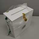 UNIQOOO White & Gold Heart Lock Acrylic Card Box, Modern DIY Wedding & Occasion Box, 10x10x5.5 inches