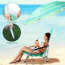 Huwena 2 Pack Beach Chairs with Umbrella for Adults, Low Folding Chair Set, Adjustable Detachable Umbrella, Lightweight Portable with Cup Holder & Carry Bag, for Beach Camping Travel(Green)