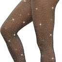 Fleece Lined Tights Women Pantyhose Leggings Sheer Warm Thermal Thick Fake Translucent Tights for Winter (XX-Large, Rhinestone Mesh)
