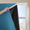 JILRON Magic Tape Stick on Portable Curtains for Windows,Bedroom Blackout Curtains for - Thermal Lnsulated No Drill Curtains Room Darkening Black Small Drapes(1 Panels,35Wx48L inch-Dark Blue)