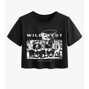 Women Graphic Oversized Ripped Boxy Tee Shirt Distressed Short Sleeve Crop Top, S