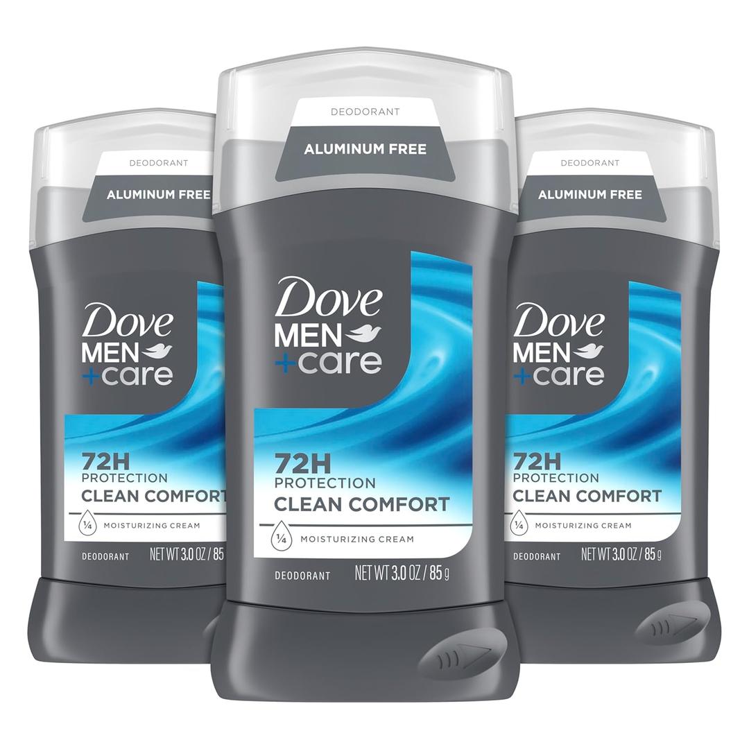 Dove Men+Care Deodorant Stick for Men Clean Comfort Pack of 2 Aluminum Free 72-Hour Odor Protection Mens Deodorant with 1/4 Moisturizing Cream 3 oz