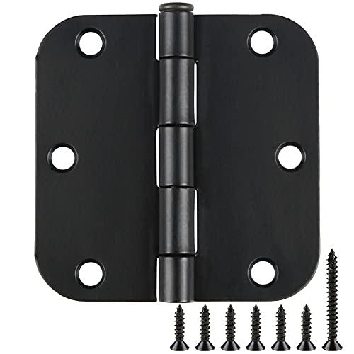 21 Pack Rounded Matte Black Door Hinges 3.5 Inch 5/8" Radius Interior 3 1/2" Flat Iron Bifold Residential Standard Bedroom Indoor for Doors 3 ½"Hardware Control House Home Decor Essentials Accessories