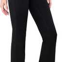 Houmous 31'' Inseam Women High Waist Split Hem Flare Work Pants with Pockets Stretchy Pull On Long Pant Casual Slack (Small, Black)