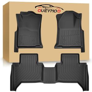 Floor Mats Compatible with 2005-2015 Toyota Tacoma Double Cab, All Weather TPE Liners, Black