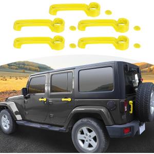 for Jeep JK Door Handle Cover Trim Yellow for Jeep Wrangler JK 4DR 2007-2017 Yellow Exterior Accessories 5pcs
