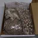 24Pcs Christmas Poinsettia Artificial Flowers and Glitter Berries Kit, 2 Styles Total 16Pcs Christmas Tree Flowers Ornaments, 8Pcs Christmas Tree Picks for Wedding Holiday Decorations, Champagne