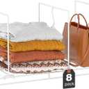 Wire Shelf Dividers for Closet: 12" D x 10.6" H Sturdy Metal Rack Separators for Pantry Organization, Clothes, Purses, Towels - White Coated Steel Accessories Fit Wire Shelving (8 Pack)