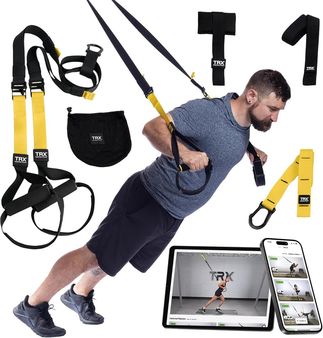 TRX All-In-One Home Gym System  Complete Suspension Training Kit for Strength Training, HIIT & Full-Body Workouts at Home or Outdoors, Includes Indoor & Outdoor Anchors