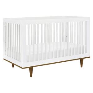 Davinci Marley 3-in-1 Convertible Baby Crib - GREENGUARD Gold Certified Convertible White Finish & Walnut Legs Baby Crib to Toddler Bed, Daybed - Easy to Assemble - with 4 Adjustable Mattress Heights