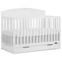 Dream On Me Storybrooke 5-in-1 Convertible Full-Size Crib with Under Drawer, Pebble Grey, GreenGuard Gold & JPMA, Convert to Toddler, Day & Full-Size Bed, 3 Mattress Heights, Sustainable Pinewood (White)